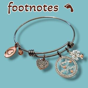 Footnotes Rose Gold & Silver Family Charm Bangle Bracelet